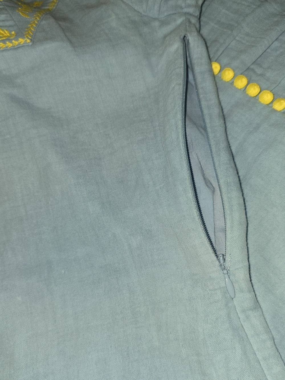 BODEN BERNADETTE EMBROIDERED COTTON DRESS SOFT BLUE WITH YELLOW DESIGN WOMENS 2 - Picture 8 of 12